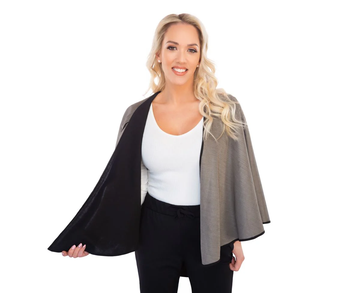 Black Silver Cotton Double Knit Cape - Image 3