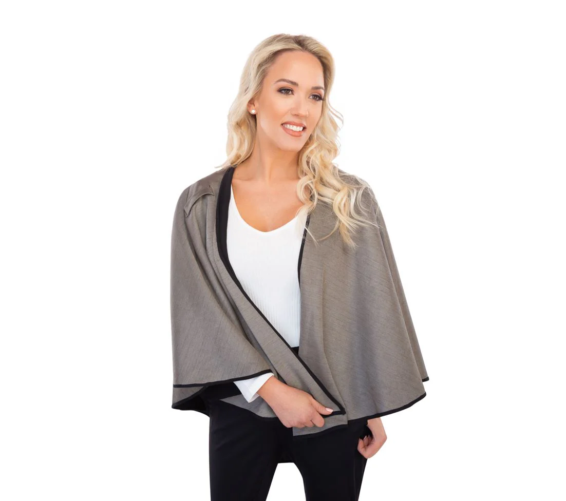 Black Silver Cotton Double Knit Cape - Image 5