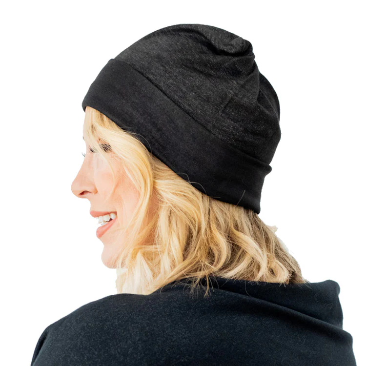 Black Silver Jersey Modal Beanie - Image 3