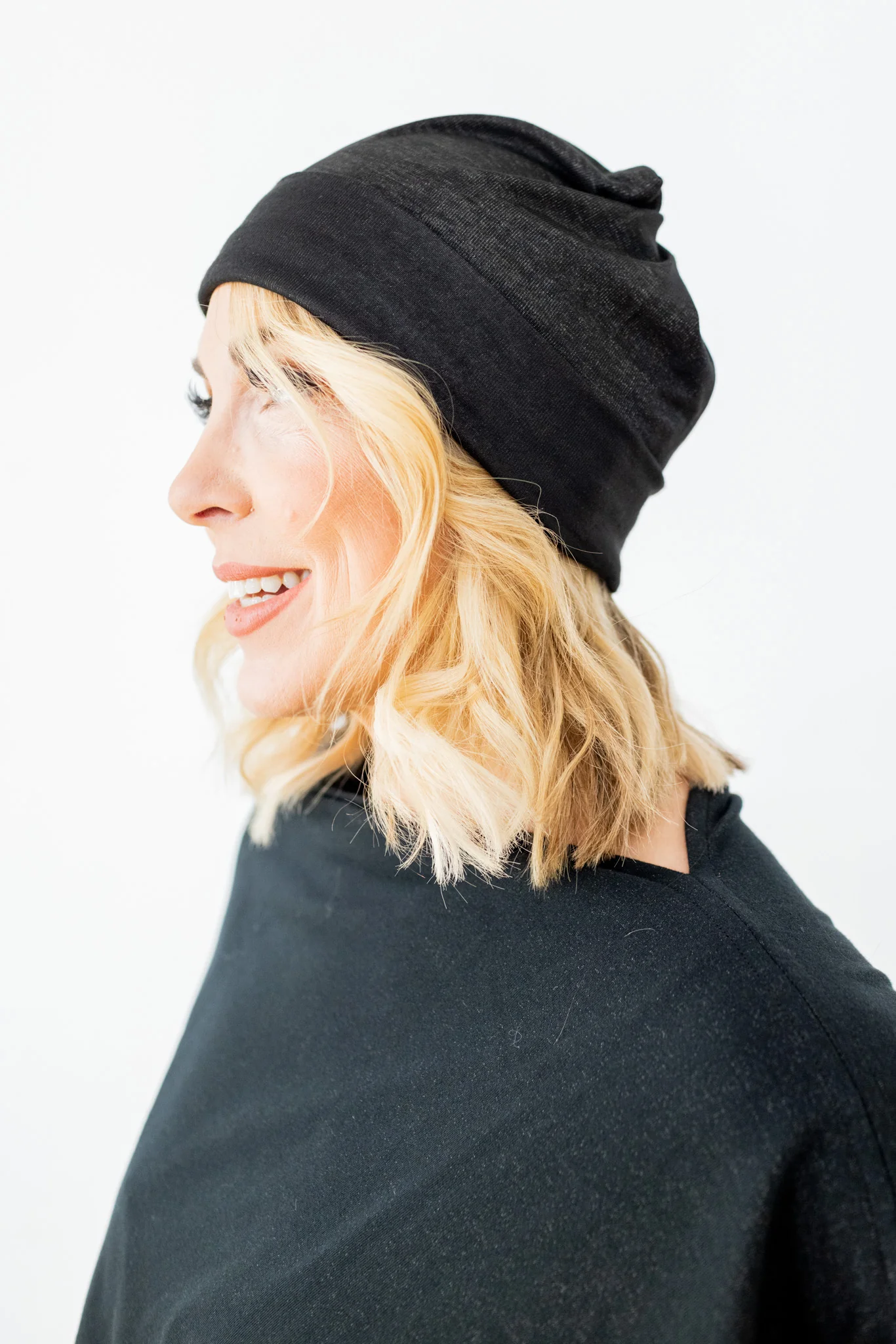 Black Silver Jersey Modal Beanie - Image 4