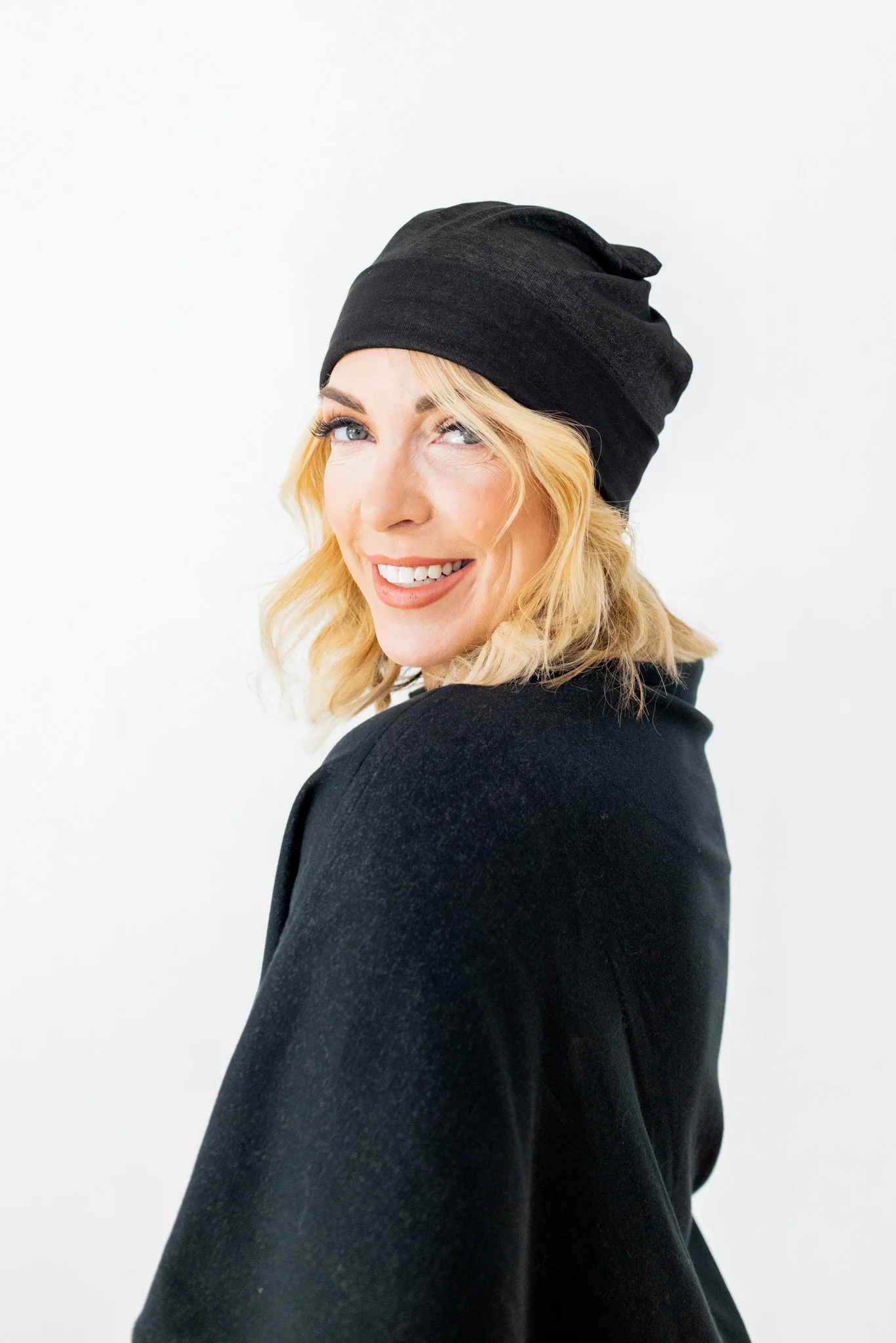 Black Silver Jersey Modal Beanie - Image 5