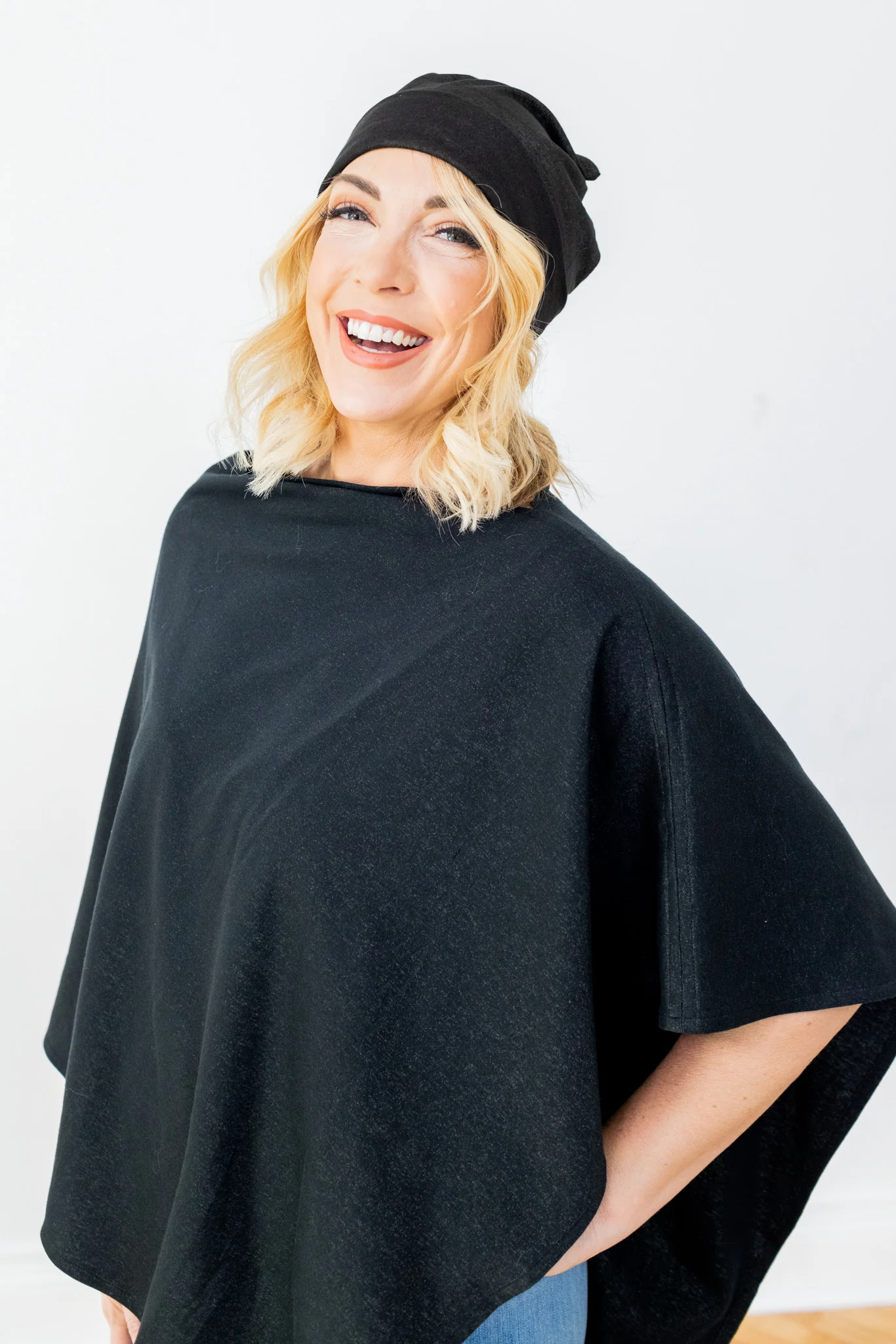 Black Silver Jersey Modal Beanie - Image 6