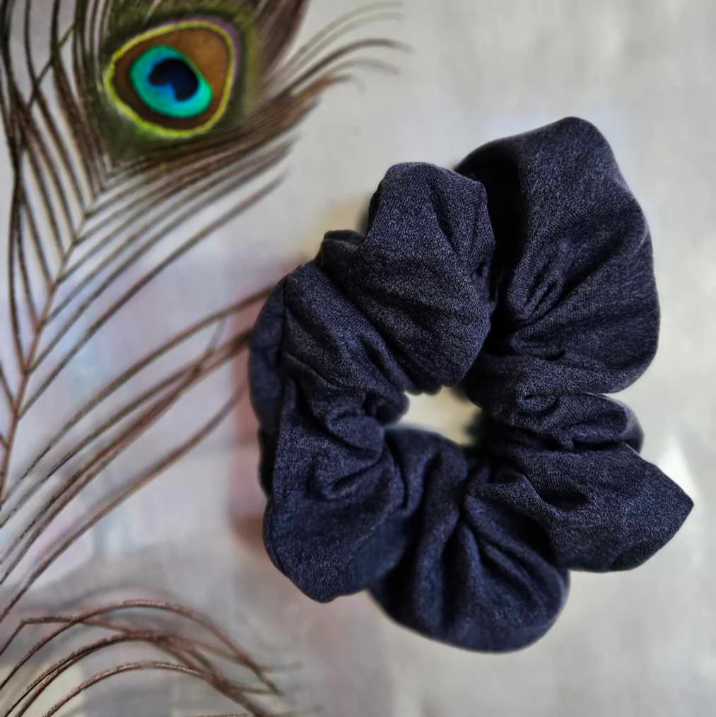 Denim Jersey Silver Chunky Scrunchie - Image 2
