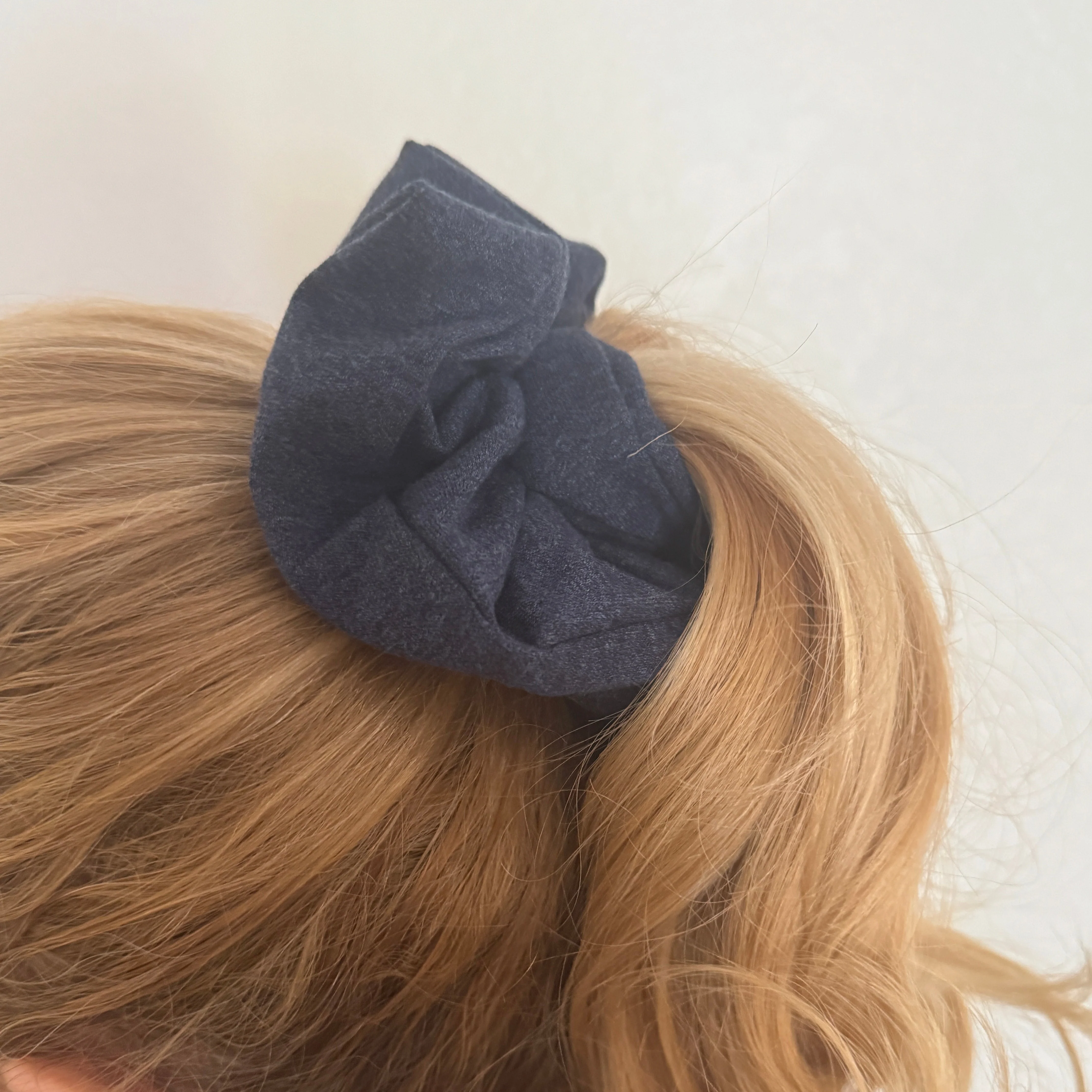 Denim Jersey Silver Chunky Scrunchie - Image 3