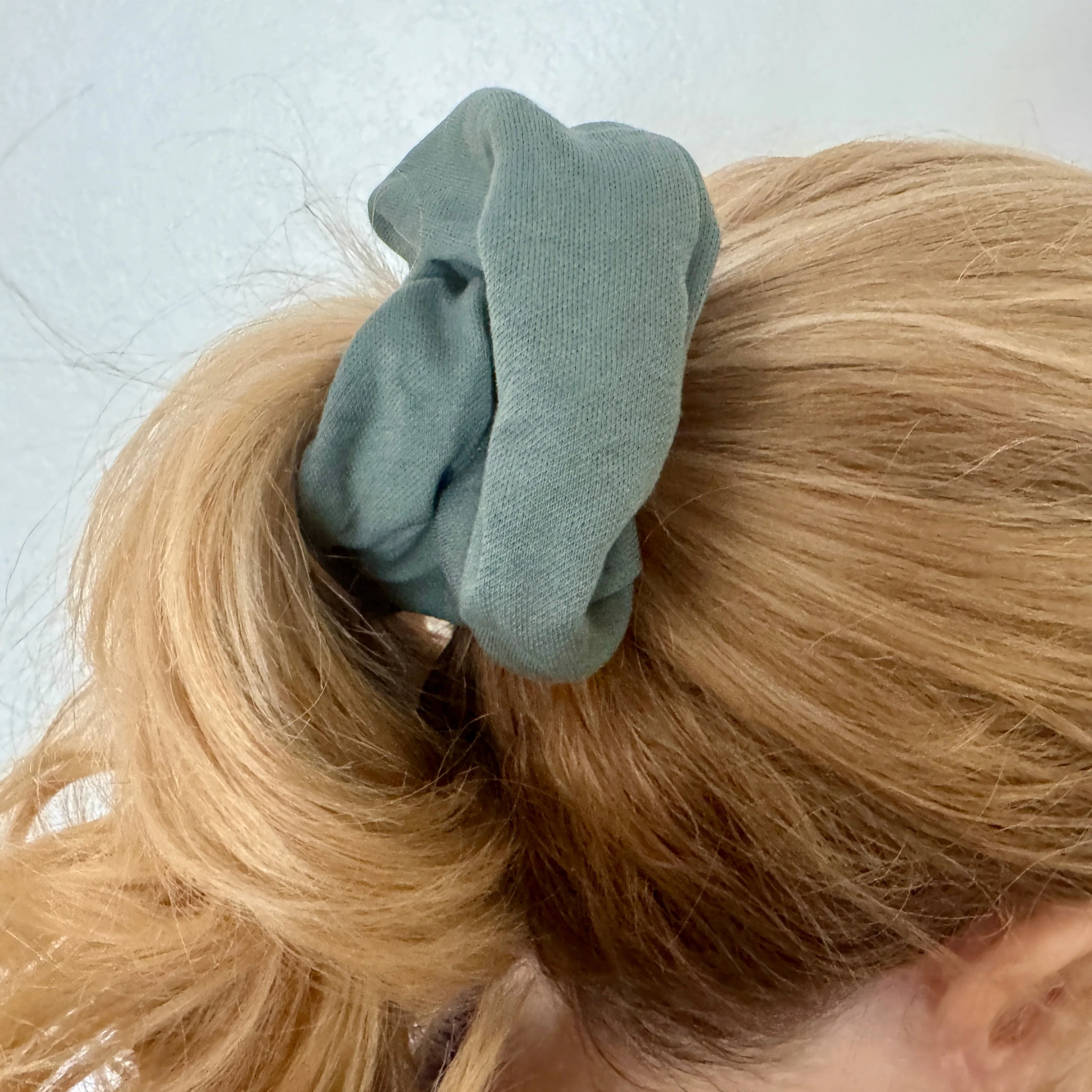 Moss Jersey Silver Chunky Scrunchie - Image 3