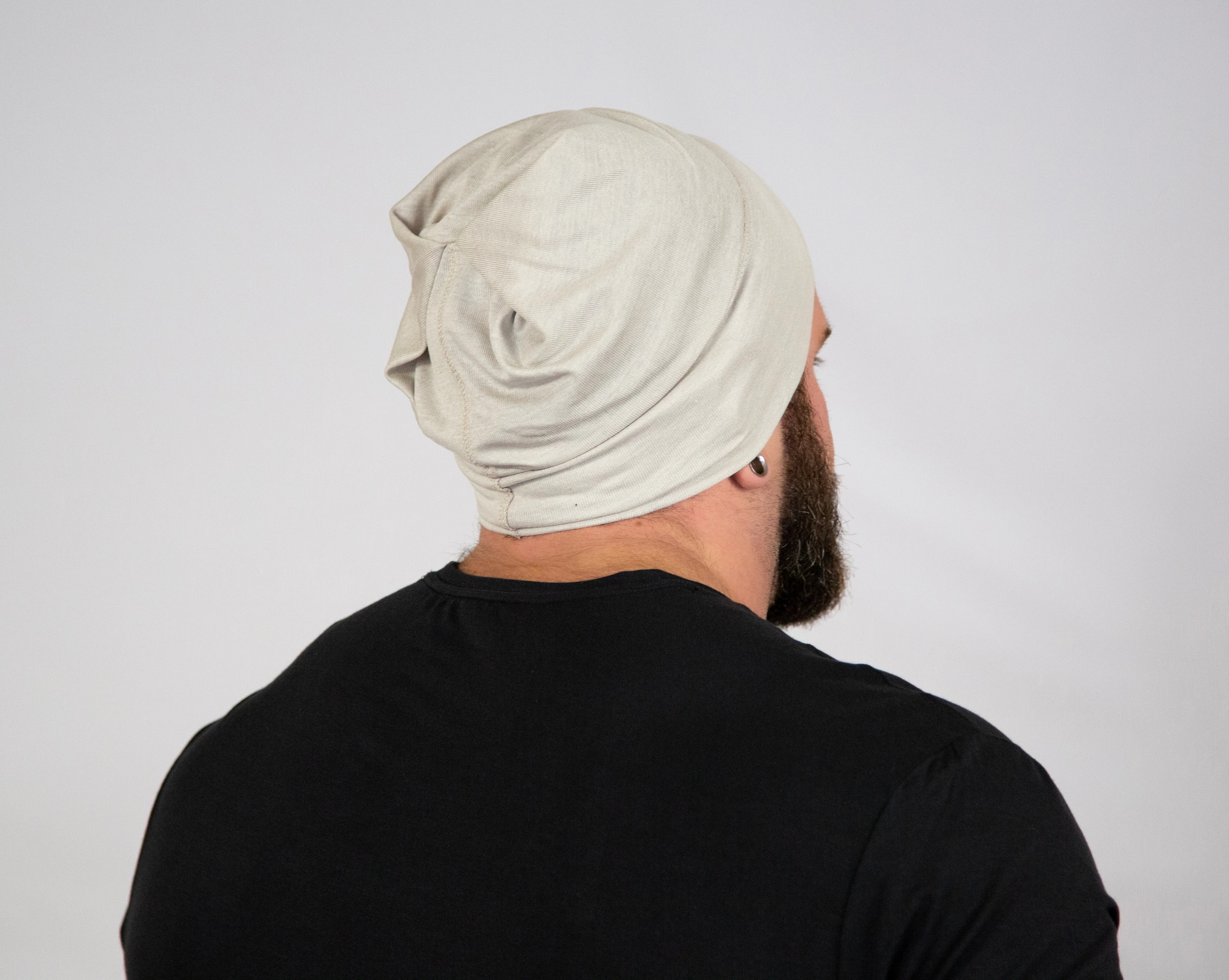 Natural Silver Jersey Modal Beanie - Image 7