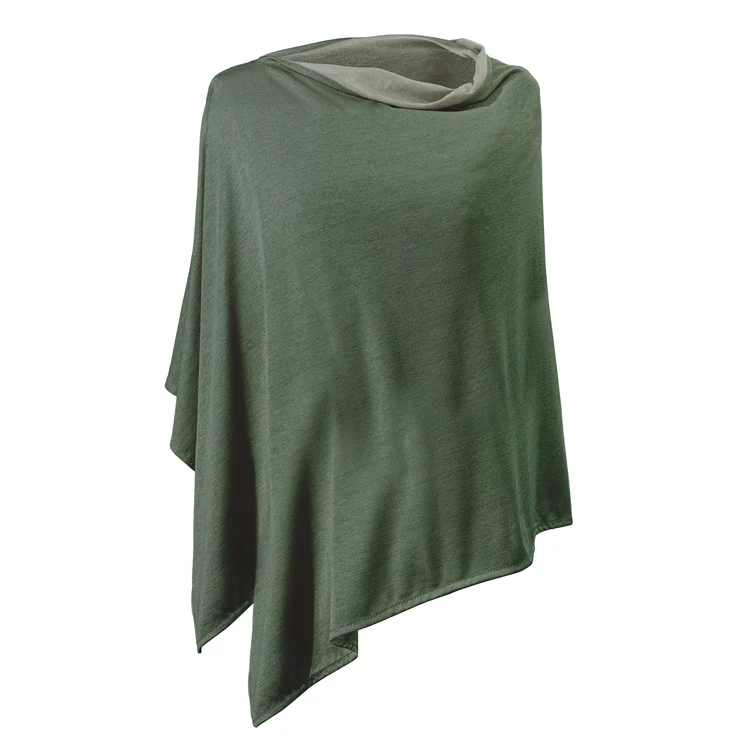 Poncho Cotton Double Knit Moss Green - Long