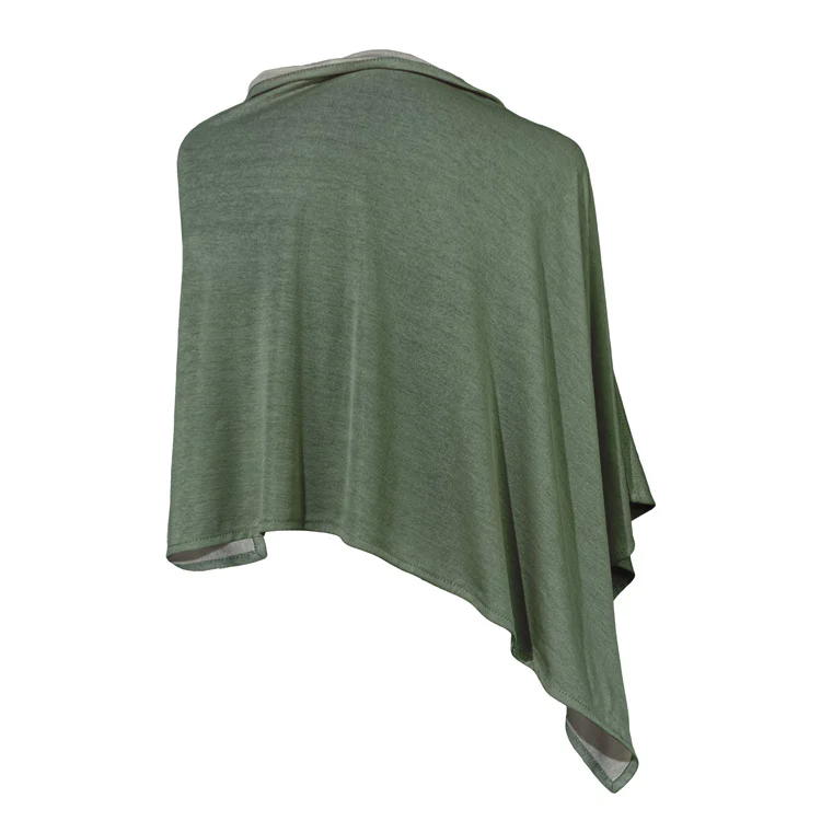 Poncho Cotton Double Knit Green Moss - Short - Image 3