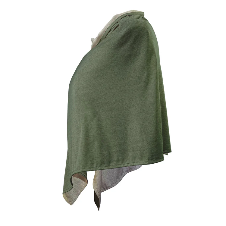 Poncho Cotton Double Knit Green Moss - Short - Image 4